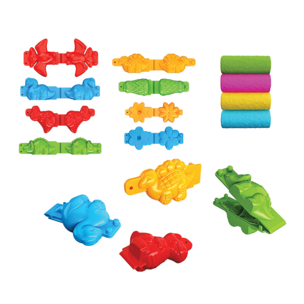 Dough Craft 3D Dinosaur Modelling Dough Set - Assorted Moulds, Four Colours
