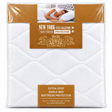 Extra Deep Quilted Single Bed Mattress Protector | White, 140 x 190 + 35 cm