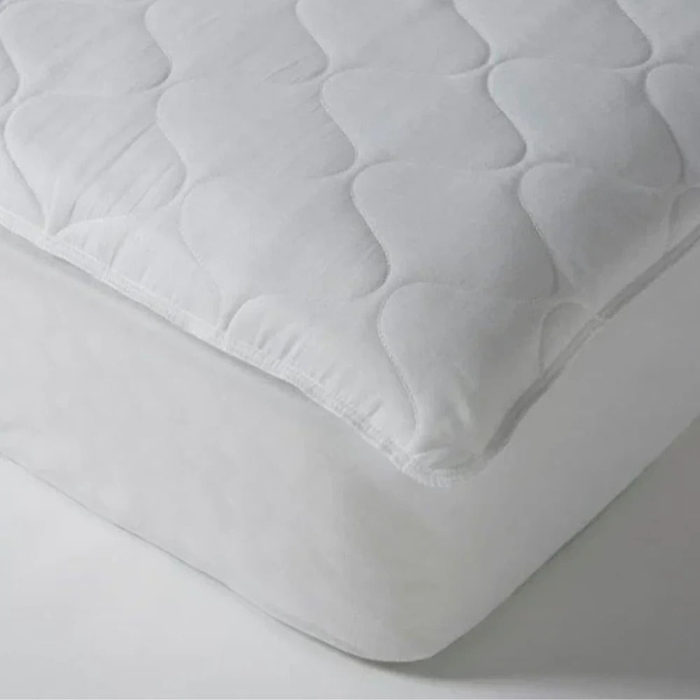 Extra Deep Quilted Single Bed Mattress Protector | White, 140 x 190 + 35 cm