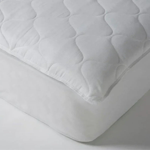 Extra Deep Quilted Single Bed Mattress Protector | White, 140 x 190 + 35 cm