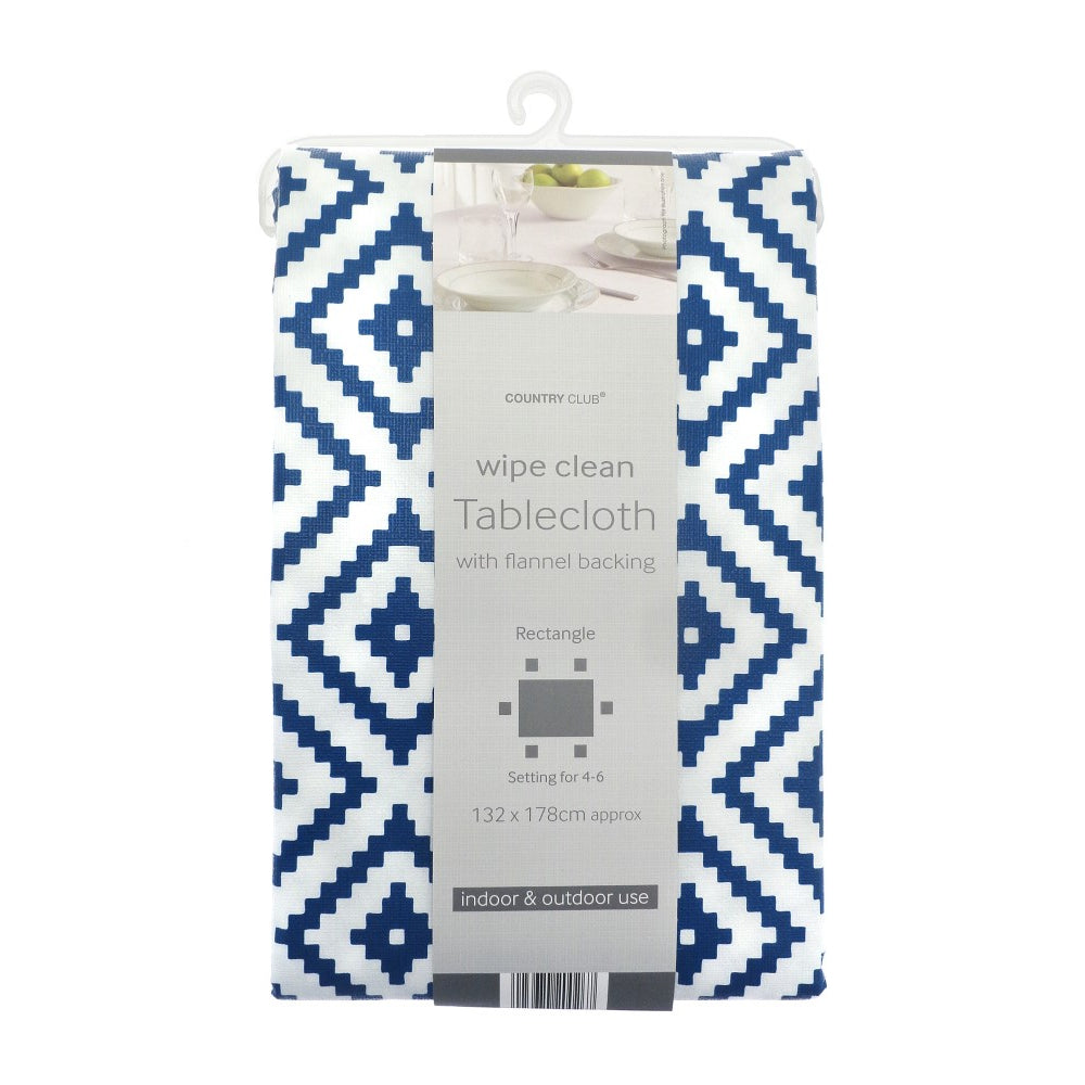 Country Club Tablecloth - 132 x 178cm - Blue and White