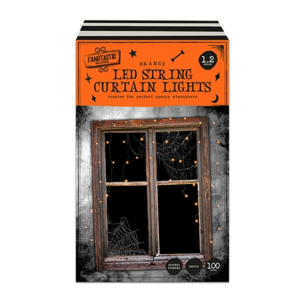 Halloween Orange LED String Light Curtain | 100 LEDs | 1.2x1.2m