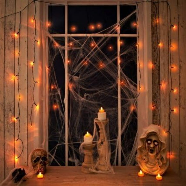 Halloween Orange LED String Light Curtain | 100 LEDs | 1.2x1.2m