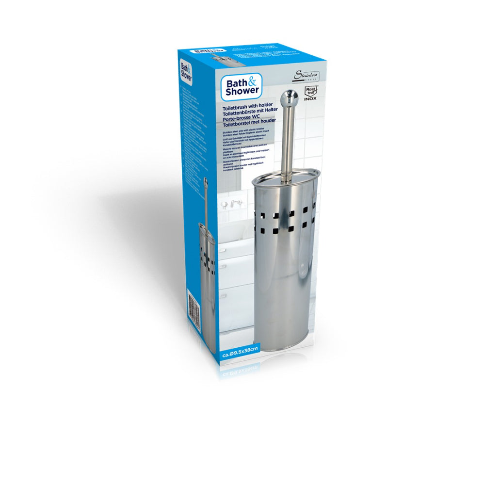 Toilet Brush & Holder - Stainless Steel - 38cm