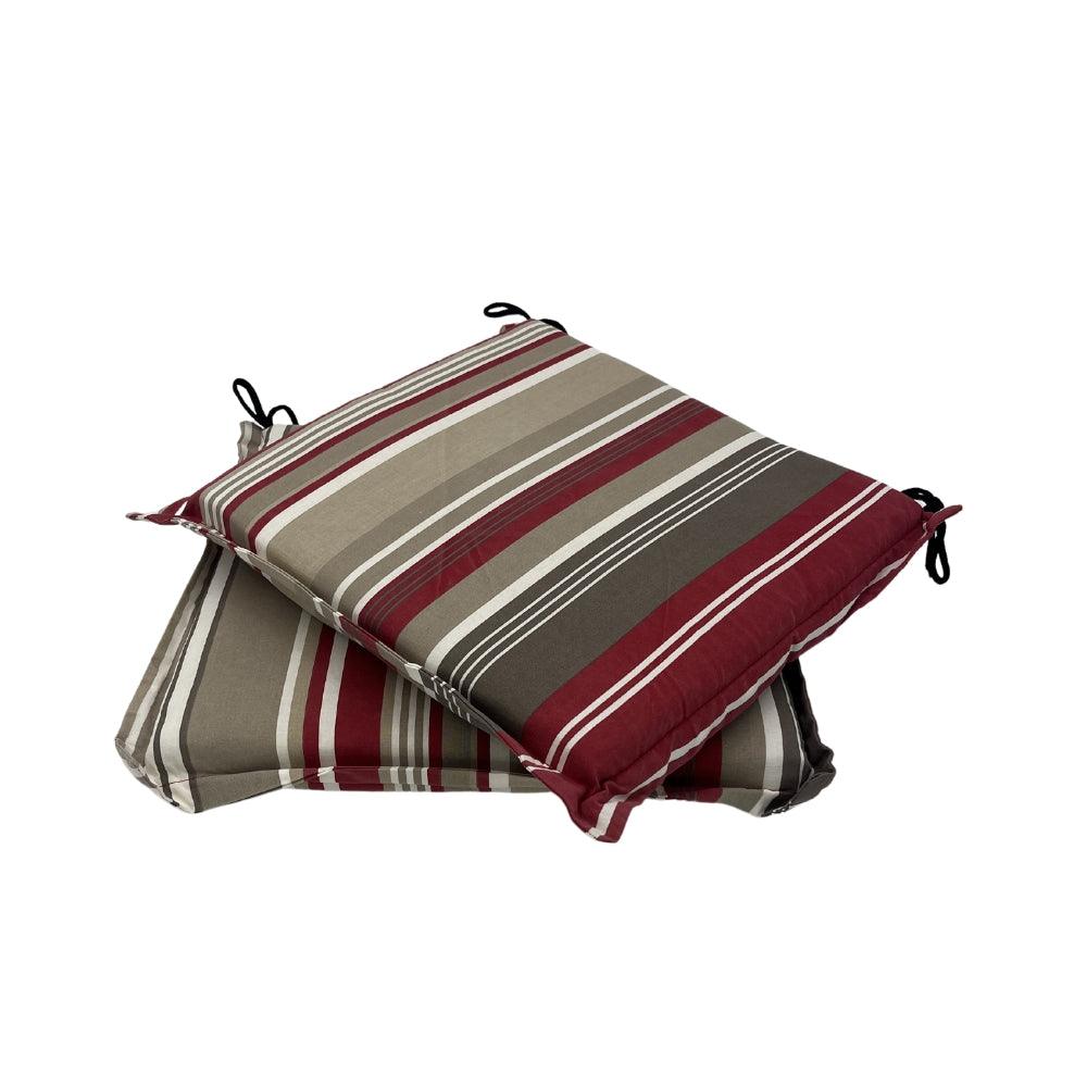 Culcita Valanced Seat Pad Red Stripe | Pack of 2
