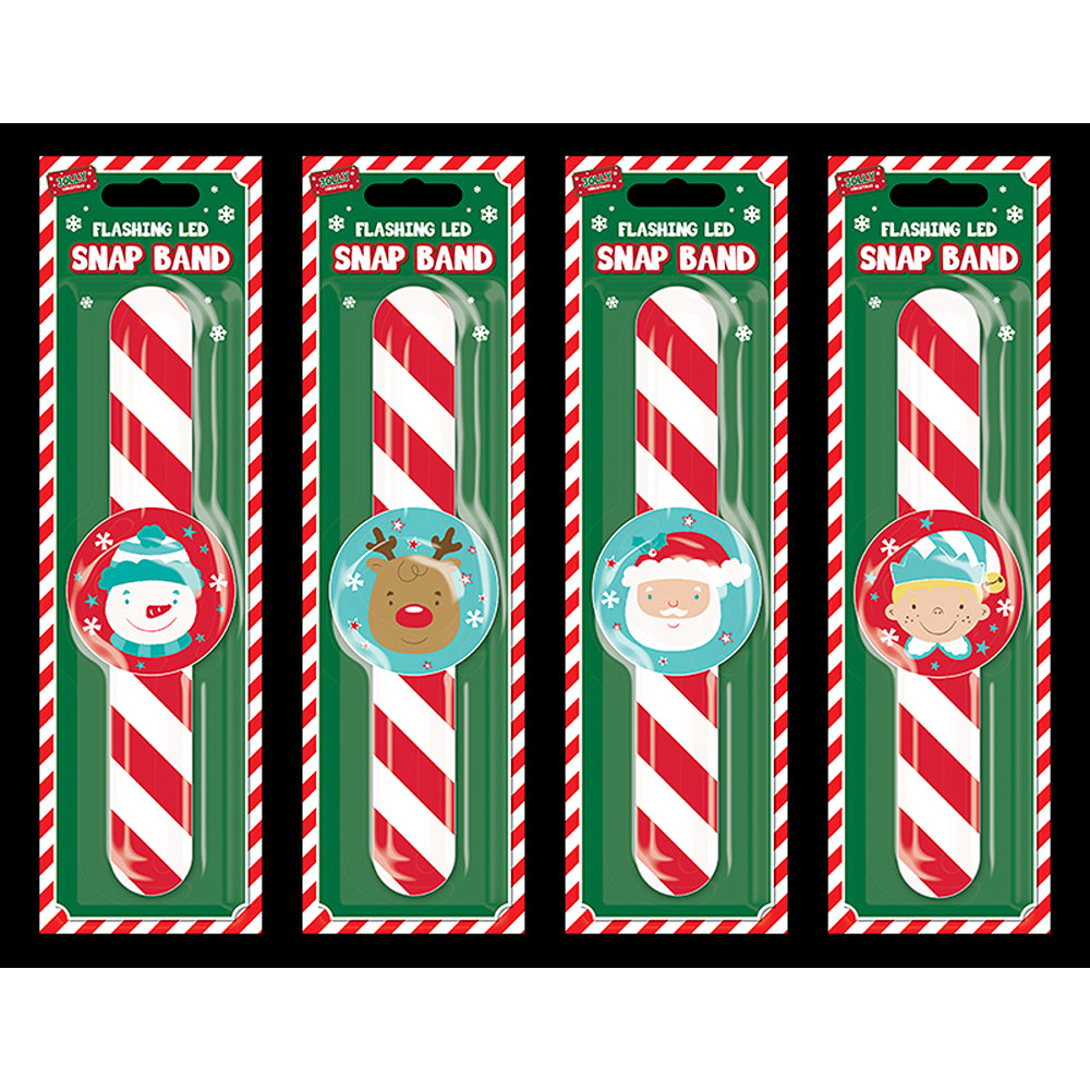 Christmas Flashing LED Snap Band | Snowman, Reindeer, Santa, Elf Designs