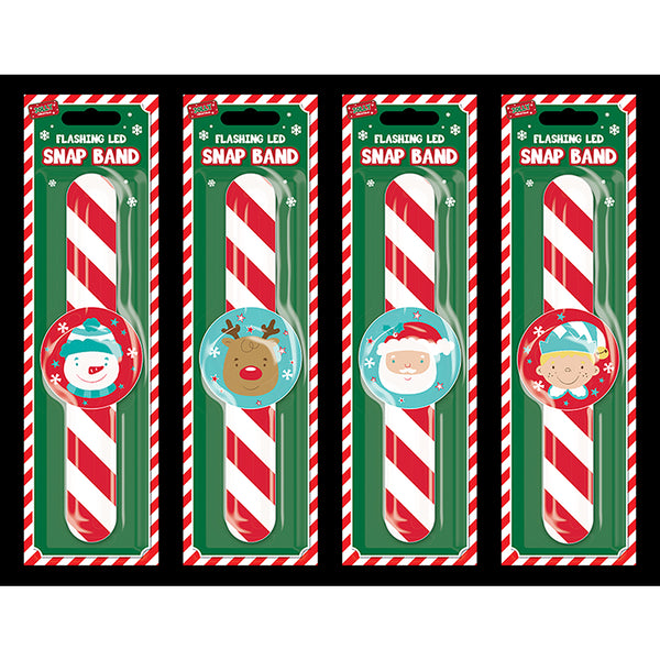 Christmas Flashing LED Snap Band | Snowman, Reindeer, Santa, Elf Designs