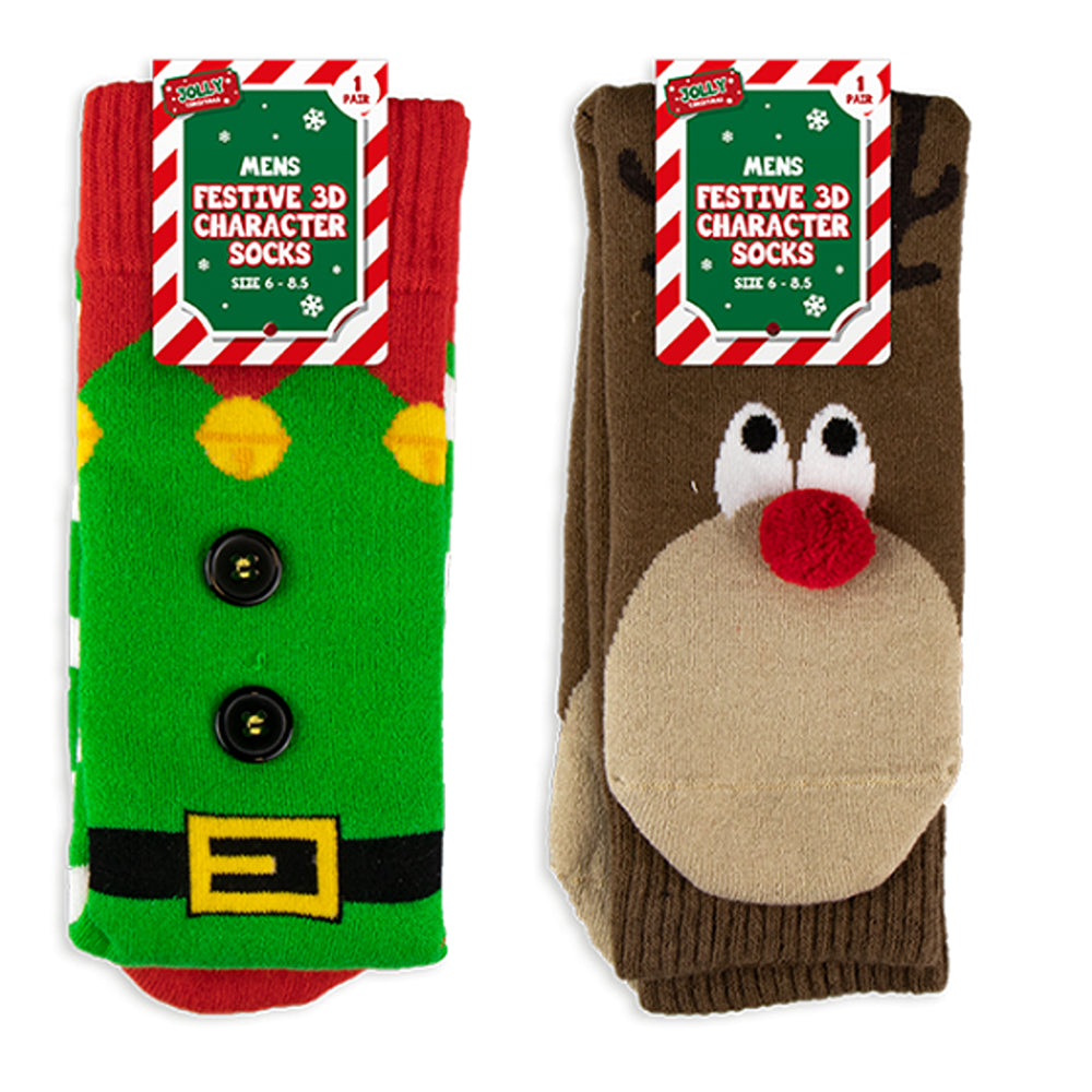 Christmas 3D Festive Men's Socks | Assorted
