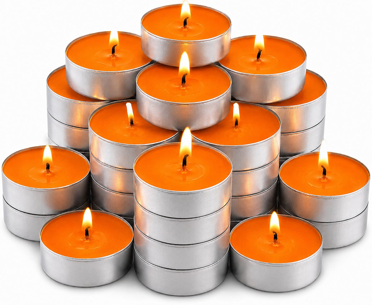 Baltus Spiced Orange Tea Lights | Pack of 20, 8 Hour Burn, Assorted Colours