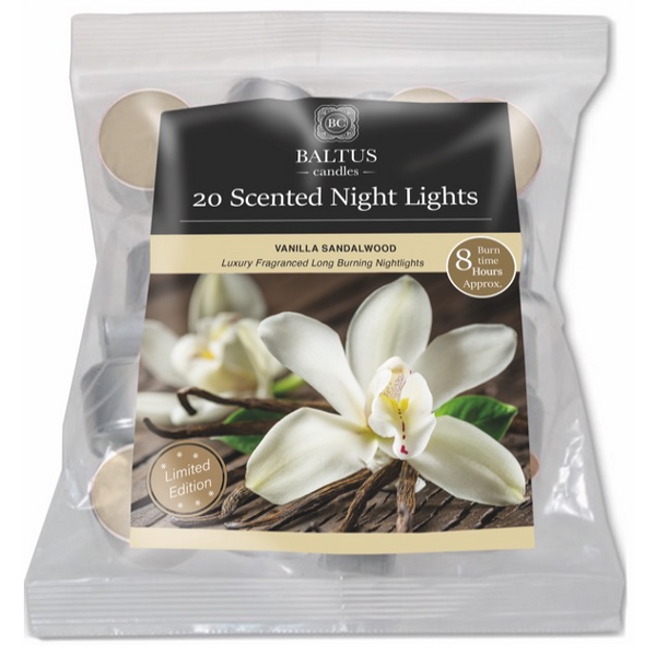Baltus Vanilla Sandalwood Scented Tealight Candles | 8 Hour, Pack of 20