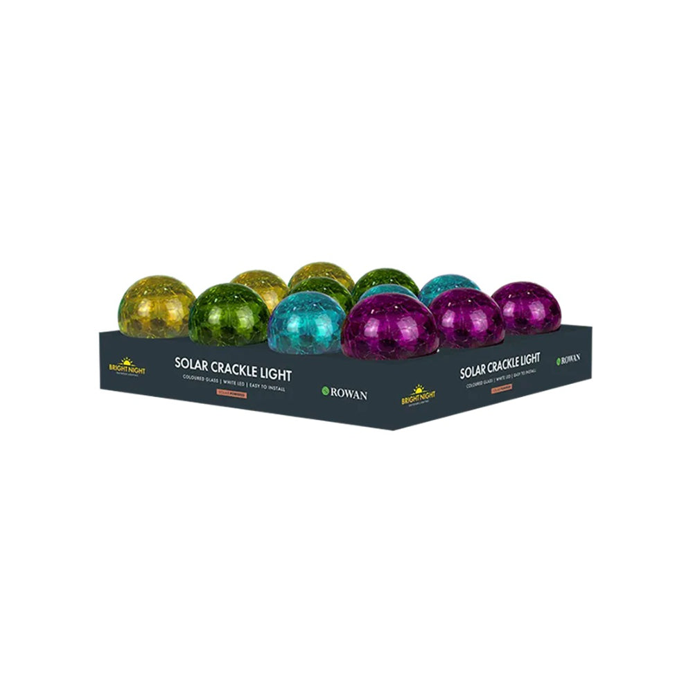 Rowan Solar Crackle Glass Ball Light | Assorted Colours, White LED