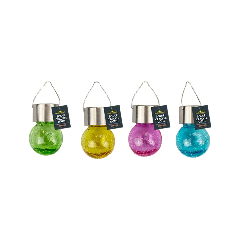 Rowan Solar Crackle Glass Ball Light | Assorted Colours, White LED