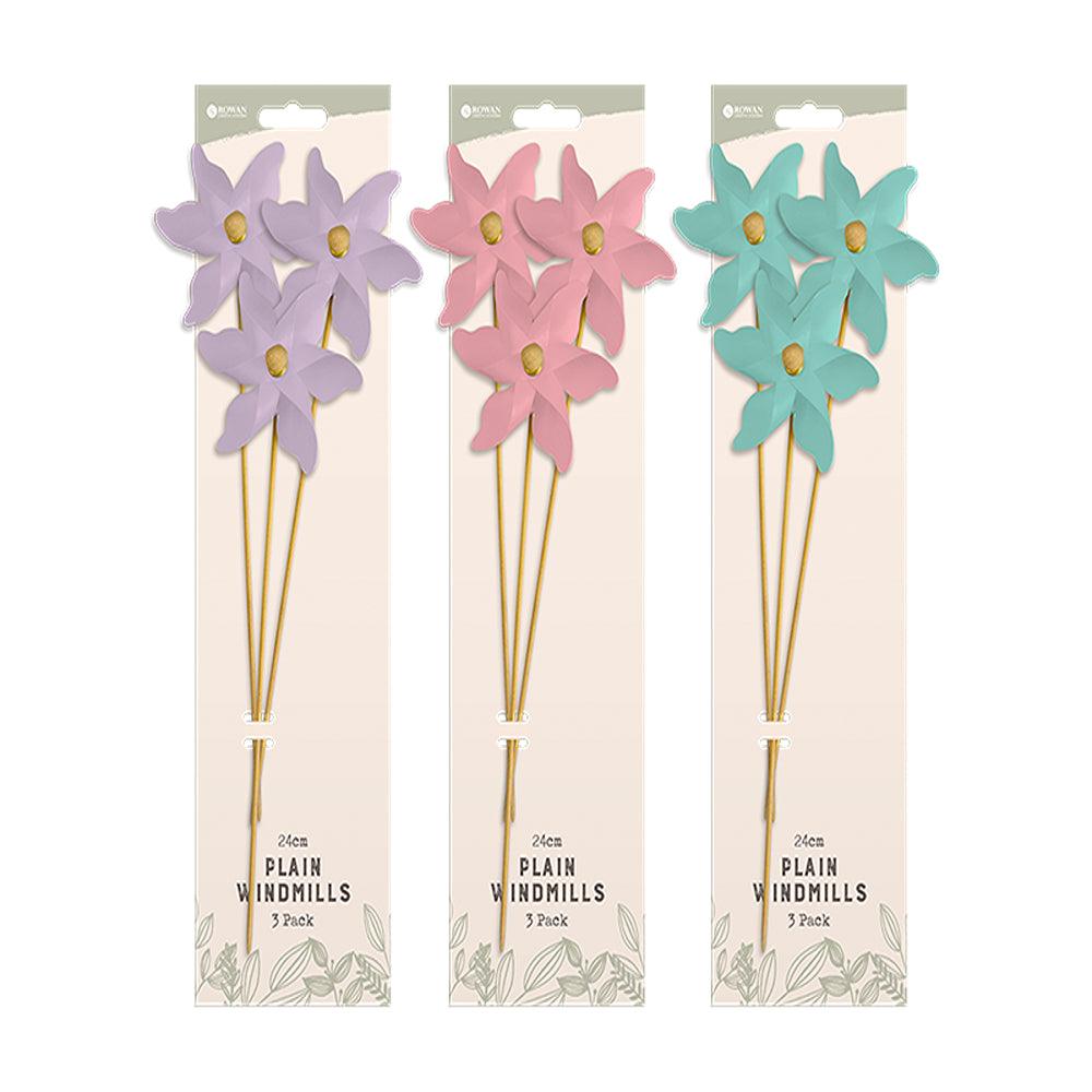 Rowan Plain Pastel Windmills |Assorted Colour | Pack of 3 - Choice Stores