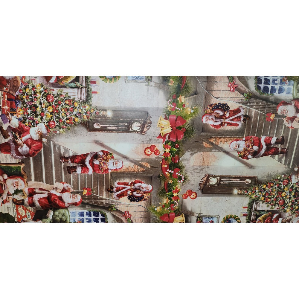 Santa Fireplace Scene Tablecloth | Festive Christmas Design