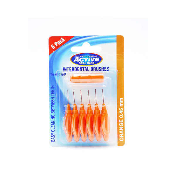 Beauty Formulas Interdental Brushes | 0.45 mm, Pack of 6, Angled Handle