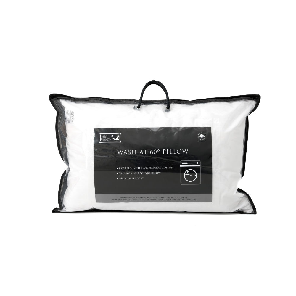 Soft Washable Clusterfibre Pillow | Cotton Cover, Medium Support
