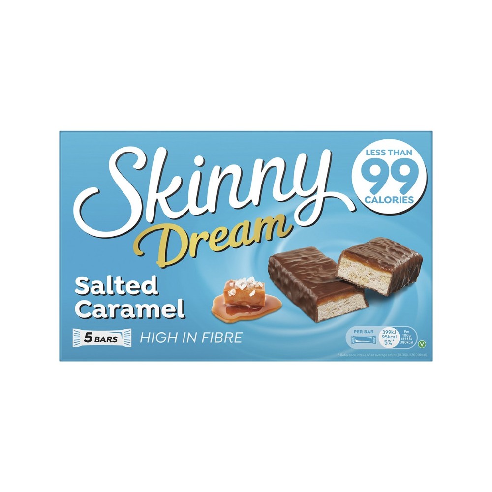 Skinny Dream Salted Caramel Snack Bars | Pack of 5, 125g, Under 99 Calories