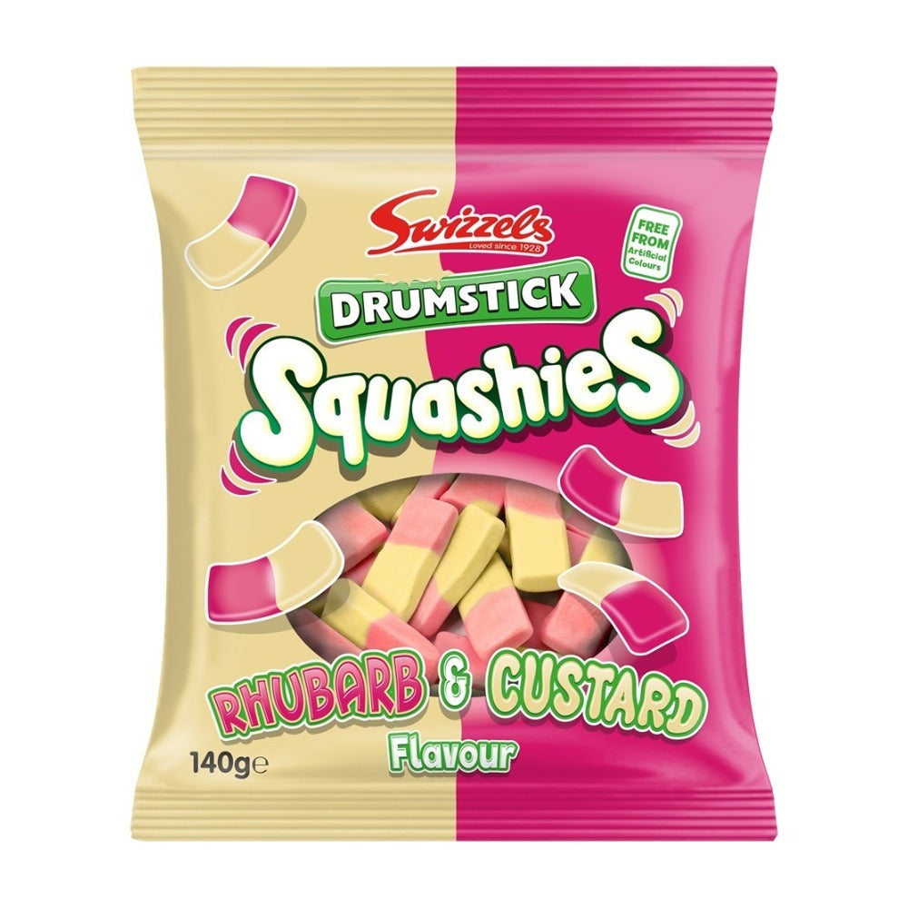 Swizzels Drumstick Squashies Rhubarb and Custard Sweets - 140g Bag