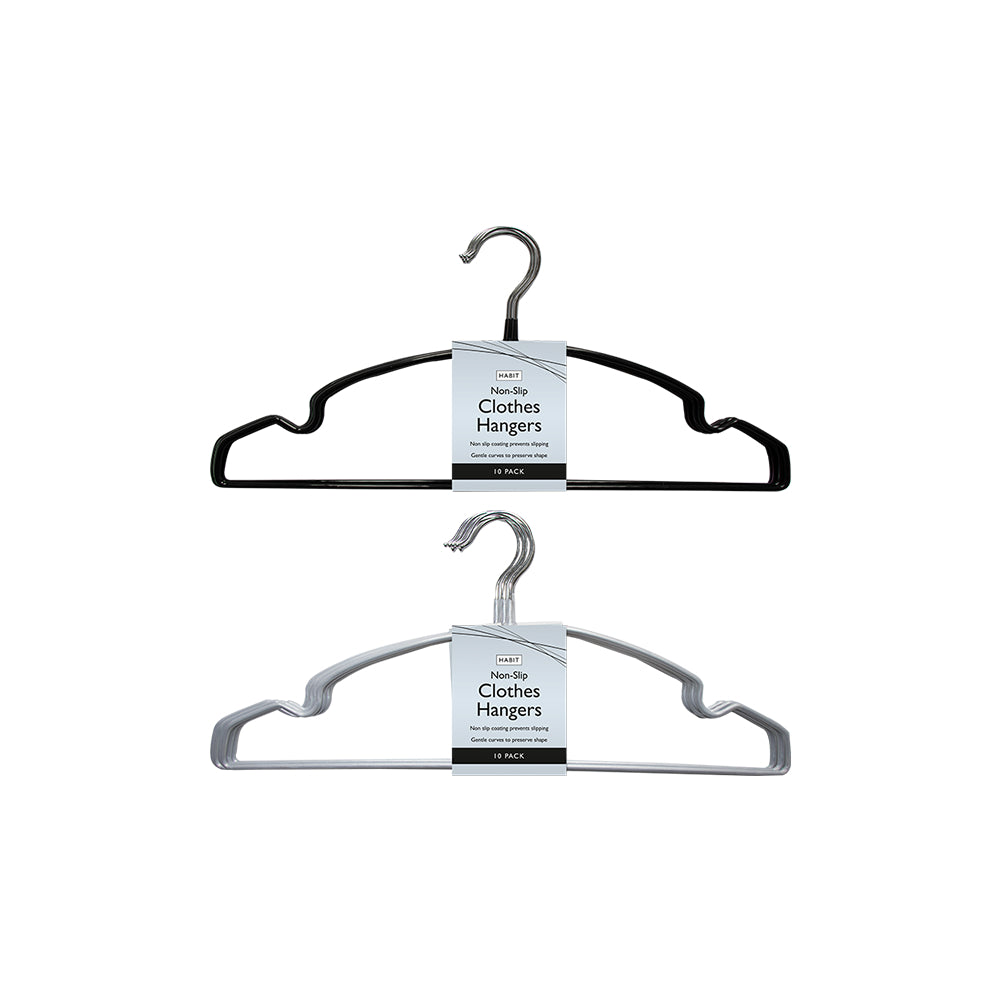 Habit Non Slip Plastic Coated Hangers | Pack of 10