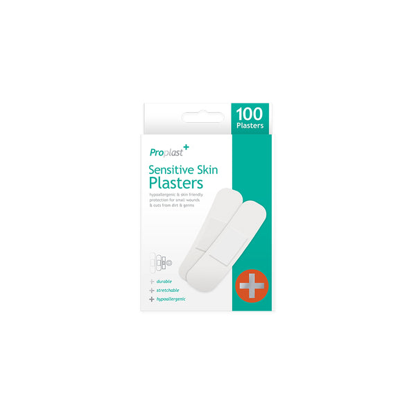 Proplast Sensitive Skin Hypoallergenic Plasters | Pack of 100, Assorted Colours