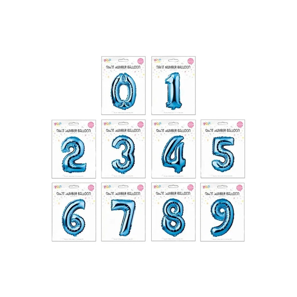 Metallic Blue Foil Number Balloon Party Decoration | 65cm, Assorted Designs
