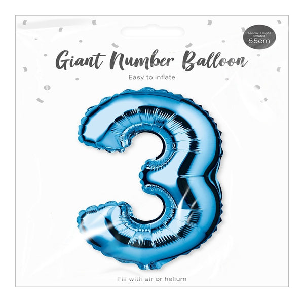 Metallic Blue Foil Number Balloon Party Decoration | 65cm, Assorted Designs