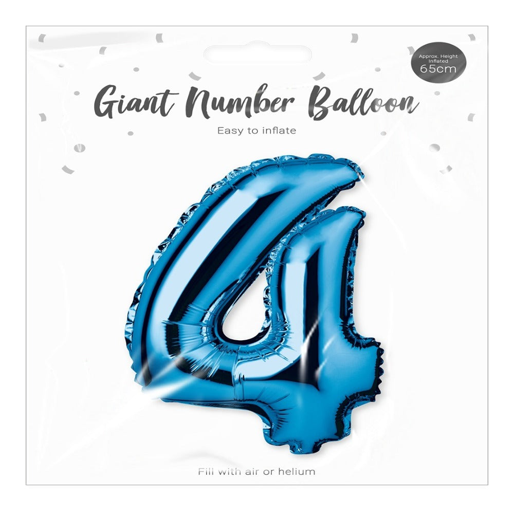 Metallic Blue Foil Number Balloon Party Decoration | 65cm, Assorted Designs