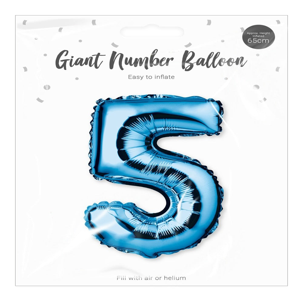 Metallic Blue Foil Number Balloon Party Decoration | 65cm, Assorted Designs