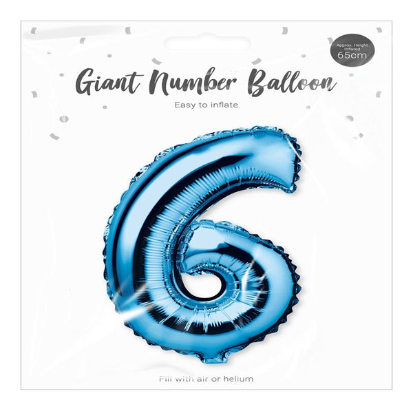 Metallic Blue Foil Number Balloon Party Decoration | 65cm, Assorted Designs