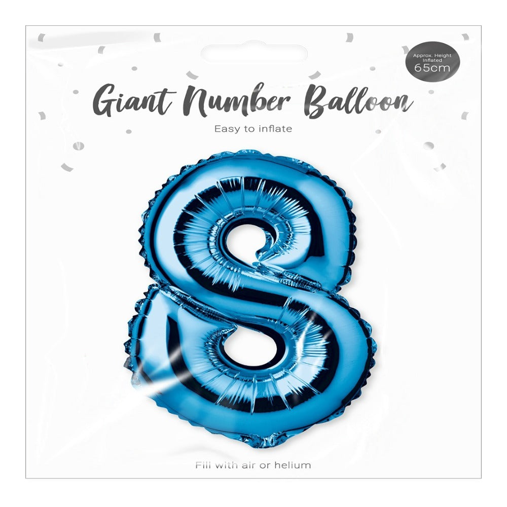 Metallic Blue Foil Number Balloon Party Decoration | 65cm, Assorted Designs