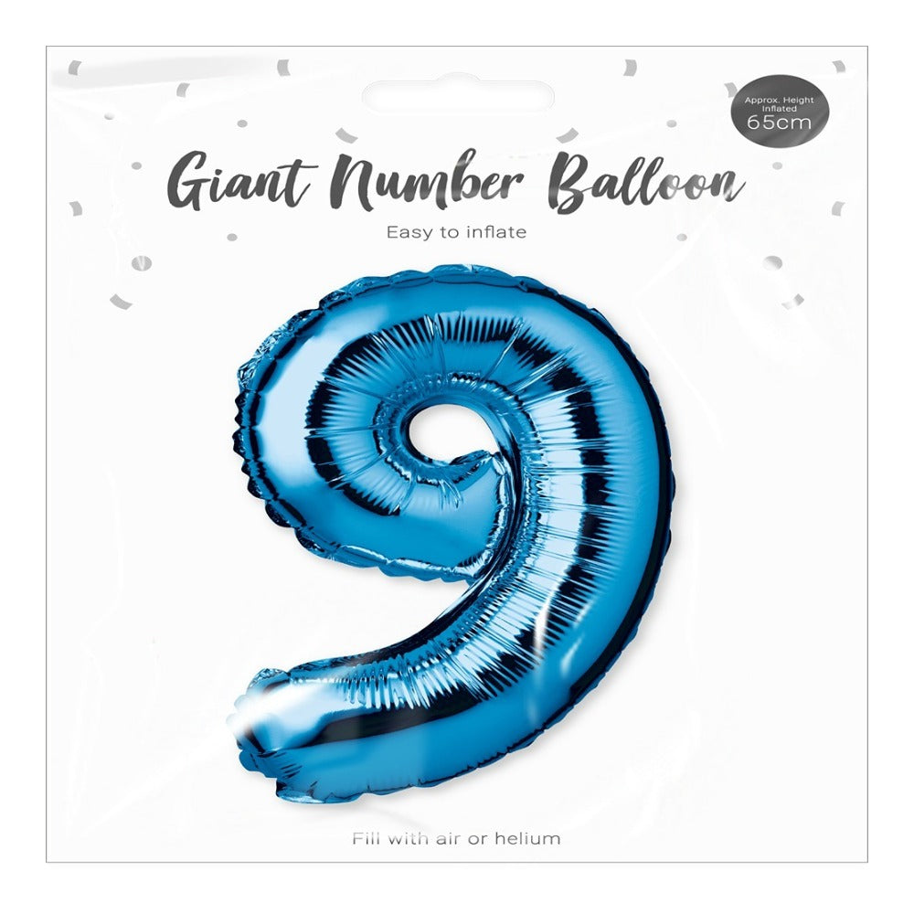Metallic Blue Foil Number Balloon Party Decoration | 65cm, Assorted Designs