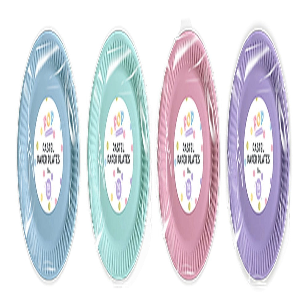 Pastel Round Paper Plates | 23cm, Assorted Colours, Pack of 10