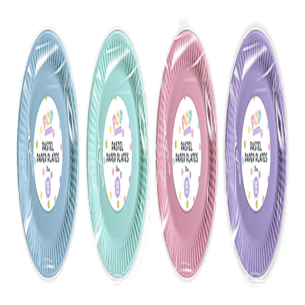 Pastel Round Paper Plates | 23cm, Assorted Colours, Pack of 10