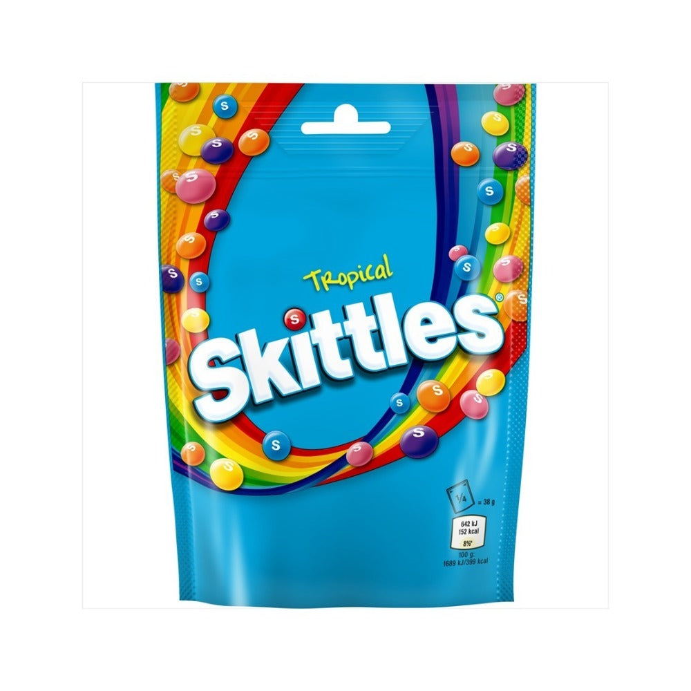 Skittles Tropical Chewy Sweets Pouch - Fruity Exotic Flavours, 132g