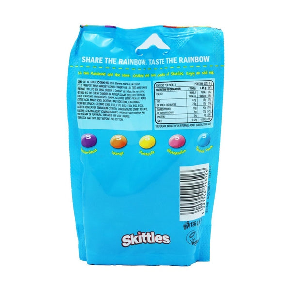 Skittles Tropical Chewy Sweets Pouch - Fruity Exotic Flavours, 132g