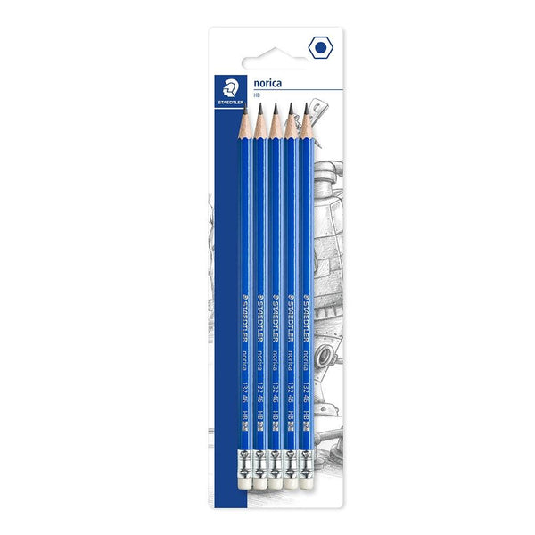 Staedtler Norica HB Pencils | Pack of 6 with Latex-Free Eraser