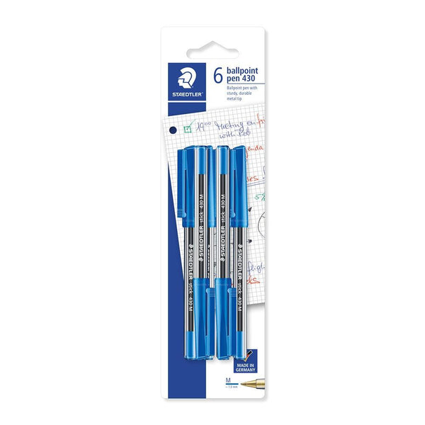 Staedtler Blue Stick Ballpoint Pen | 6pk Medium Point