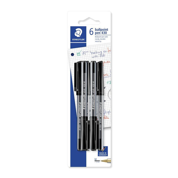 Staedtler Black Stick Ballpoint Pen | 6pk 1.0mm