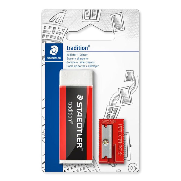 Staedtler Tradition Eraser & Sharpener Set | Red & White