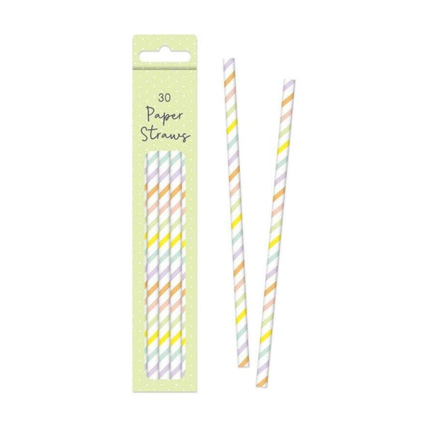 Easter Pastel Stripe Paper Straws | Pack of 30
