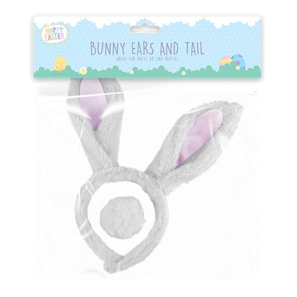 Hoppy Easter Plush Bunny Ears and Tail Set | Soft Material, Easy Wearability