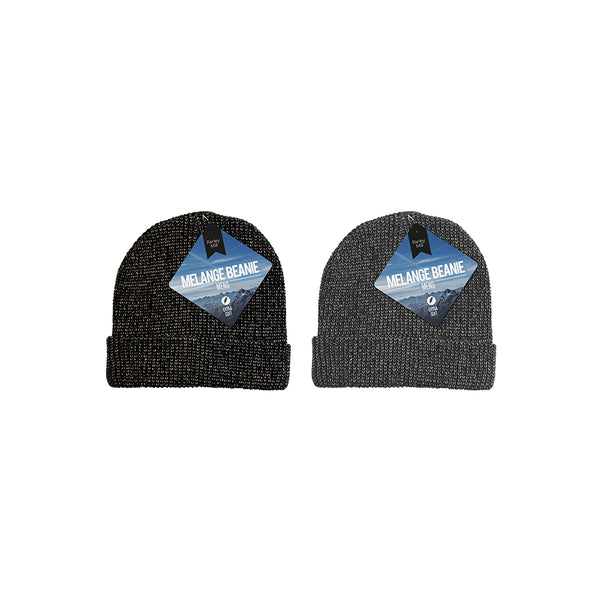 Farley Mill Men's Melange Beanie Hat | Ribbed Knit, Fold-Over Cuff