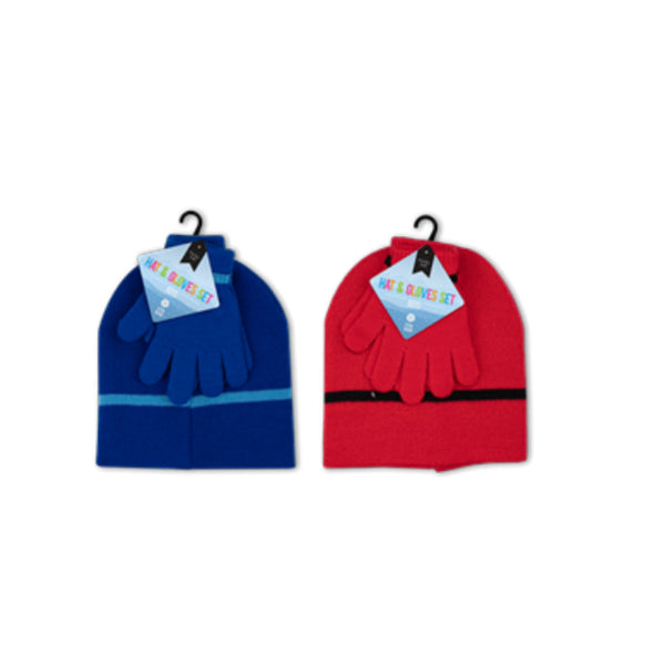Farley Mill Boys Beanie Hat & Gloves Set | Assorted Colours, Five-Finger Gloves