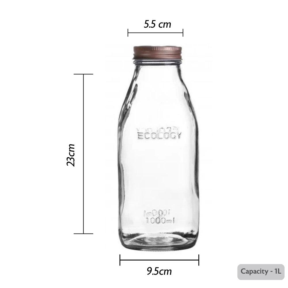 Urban Living Glass Bottle with Copper Lid | 1L