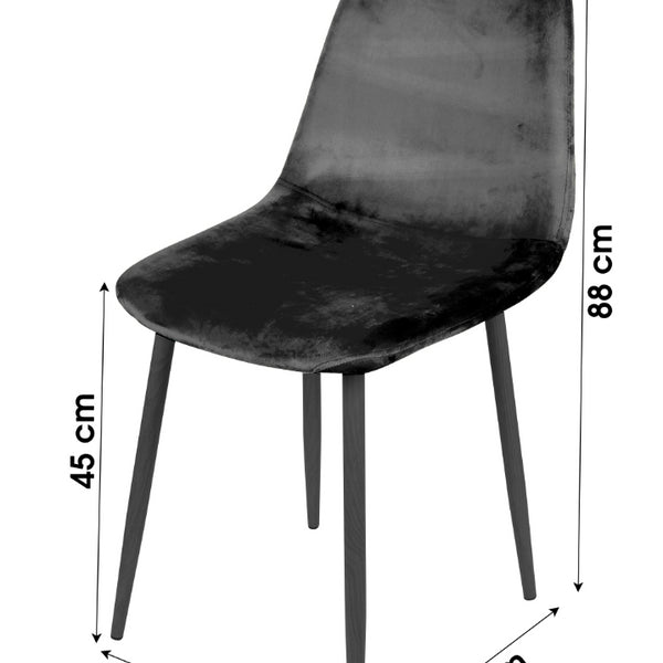Urban Living Velour Dining Chair Black | 88cm Height, 45cm Seat Height