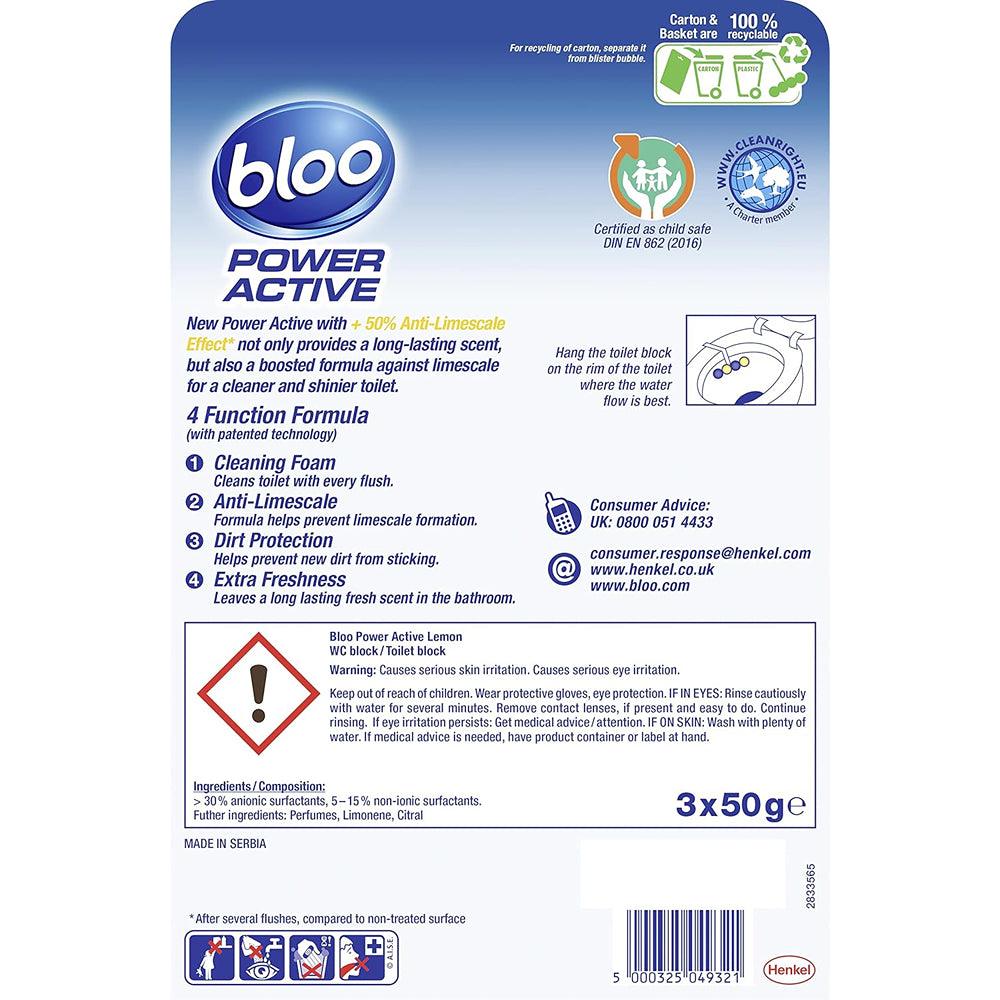 Bloo Power Active Lemon Toilet Rim Block | Pack of 3