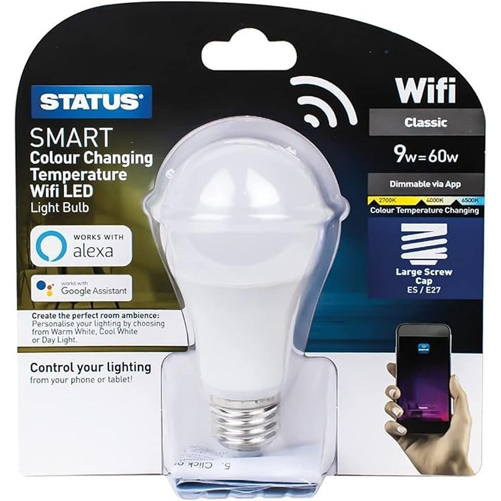 Status 9W Smart GLS Dimmable WiFi Bulb | Alexa and Google Assistant Compatible
