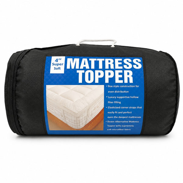 4-Inch Super Soft Hollow Fibre Mattress Topper | King, Corner Straps