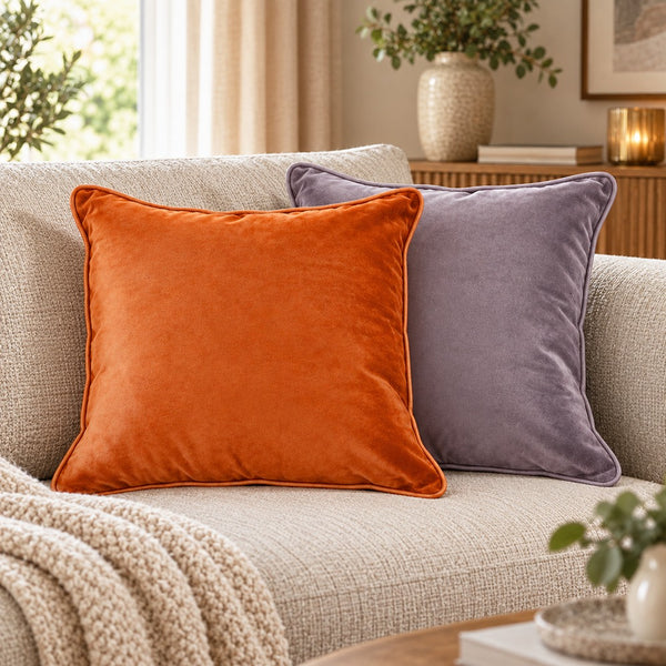 Home Living Chelsea Velour Cushion | 43x43cm in Heath/Terra