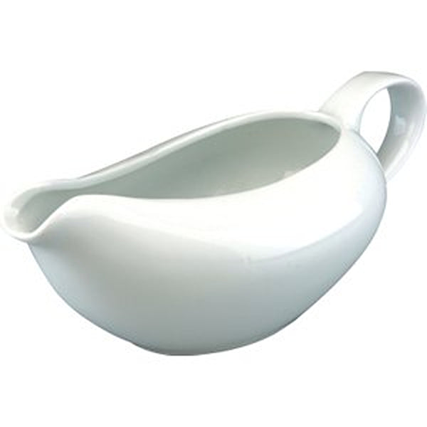 Apollo White Gravy Boat | 500ml, Glossy Finish, Drip-Control Spout